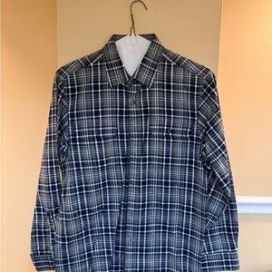 Michael Kors Navy and White Plaid Button-Down Shirt